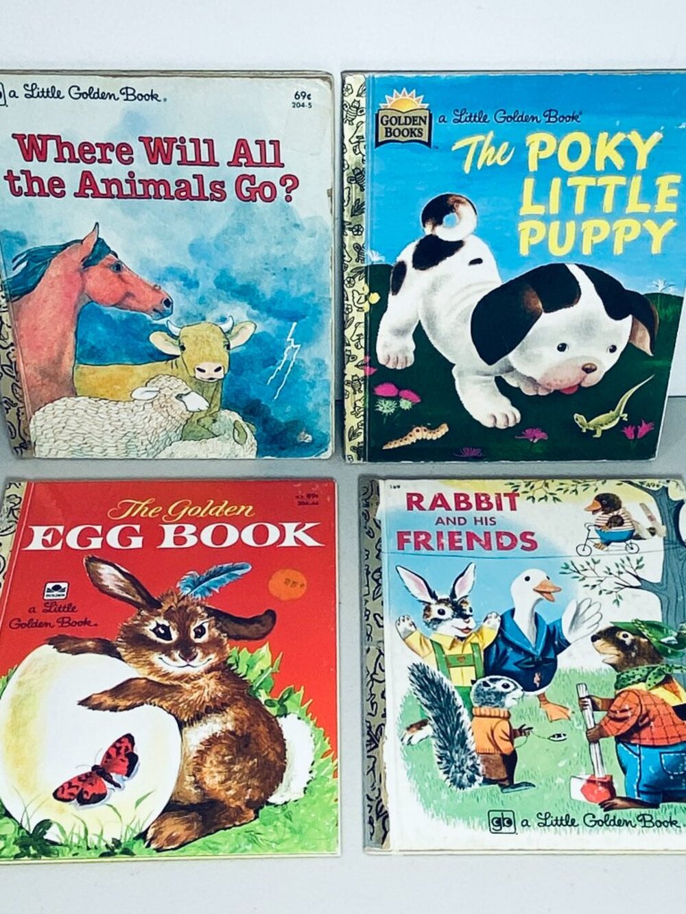 (4)1970's Little Golden Books:PokyPuppy/Egg Book/Rabbit&Friends/WhereWillAnimals